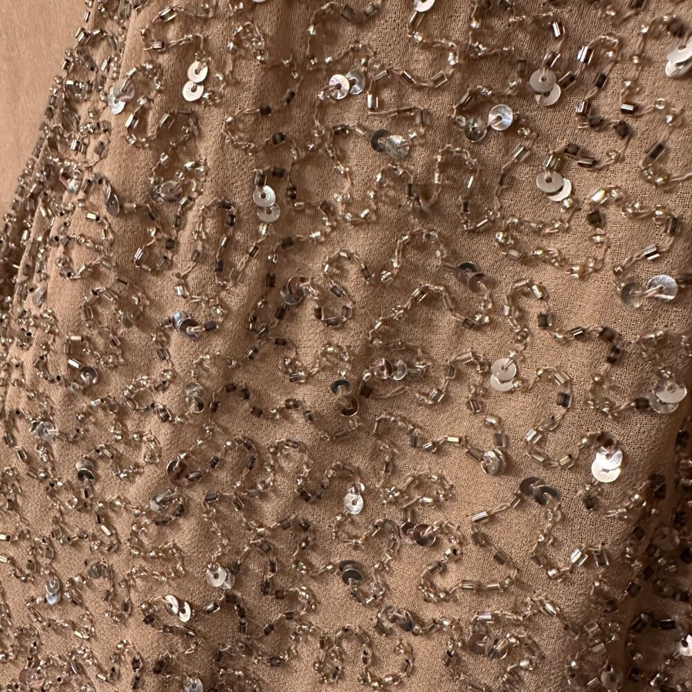 Chadwicks | Sz 12 All Over Sequin Beaded Champagne Wrap Jacket Shell Evening - Picture 4 of 10